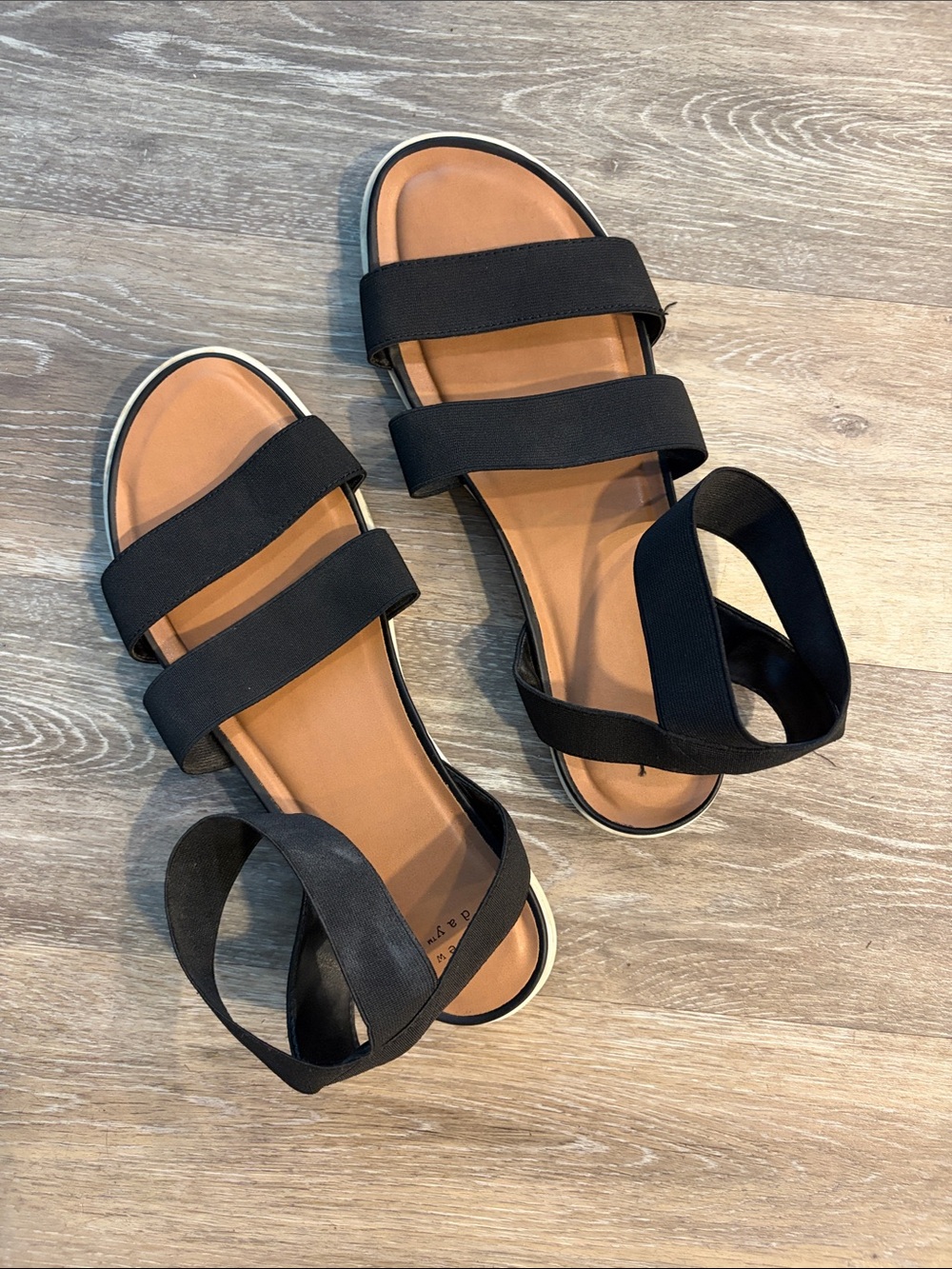a new day Black Strappy Elastic Slide Sandals women’s size 11